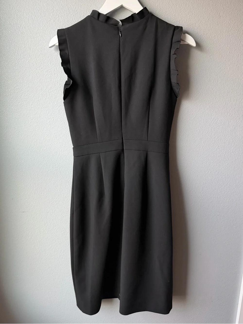 J Crew black ruffleneck knee length suit dress Women’s size 0